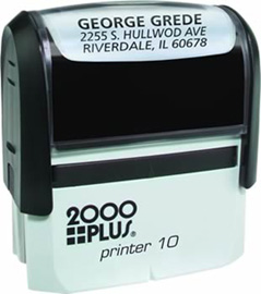 Printer 10 - P10 Self-Inking CUSTOM Stamp. Ink pad provides thousands of impressions! Easy to re-ink. Add your signature, logo or any drawing with text. Simple and dependable! Impression area 3/8"x1-1/6". COSCO 2000 plus.