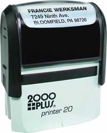 Printer 20 - P20 Self-Inking CUSTOM Stamp. Ink pad provides thousands of impressions! Easy to re-ink. Add your signature, logo or any drawing with text. Simple and dependable! Impression area 9/16"x1-1/2". COSCO 2000 plus.