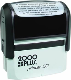 Printer 60 - P60 Self-Inking CUSTOM Stamp. Ink pad provides thousands of impressions! Easy to re-ink. Add your signature, logo or any drawing with text. Simple and dependable! Impression area 1-1/2"x3". COSCO 2000 plus.
