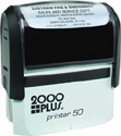 Printer 50 - P50 Self-Inking CUSTOM Stamp. Ink pad provides thousands of impressions! Easy to re-ink. Add your signature, logo or any drawing with text. Simple and dependable! Impression area 1-1/4"x2-3/4". COSCO 2000 plus.