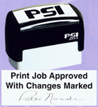 PSI-2773  PSI Self-Inkers require no pad. Lasts 3-5 times longer than others. Oil base ink. Smooth and quiet operation. Available in 5 ink colors.  Ready in as little as 2 hours! Area: 1-1/16"x2-7/8".