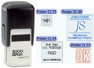 Printer Q12 - Q12 Self-Inking CUSTOM Stamp. Ink pad provides thousands of impressions! Easy to re-ink. Great for inspector stamps or logos with text. Simple and dependable! Impression area 1/2"x1/2". COSCO 2000 plus.
