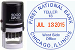 Printer R40 DATER. Self-Inking Dater. Your custom information added to 1-5/8" round die plate. Standard #1-1/2 dates in center. COSCO 2000 plus PR40 Dater.
